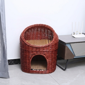 1. Cama para Mascotas de Dos Niveles Tejida en Mimbre Multicolor, Resistente a Mordeduras, con Cojín Lavable, para Todas las Estaciones, para Gatitos y Perros Pequeños - Product Image 3