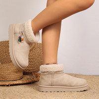 Bottes de neige à plateforme pour femmes, doublées de fourrure, semelle épaisse, en daim, avec breloques perlées, bout rond, bottines chaudes d'hiver, 4 couleurs