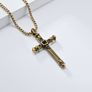 Instagram-worthy yunnique street style cross necklace for men, niche design, punk trend, <b>titanium</b> steel jewelry, Do - Product Image 4