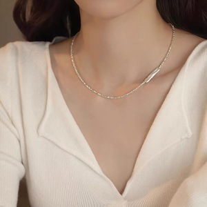 S925 เงินสเตอร์ลิงสร้อยคอไข่มุกบาร็อคธรรมชาติสำหรับผู้หญิงโซ่กระดูกไหปลาร้าหรูหราสวมใส่ได้ทุกวันความยาว 405 ซม - Product Image 5