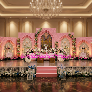 Elegant Wedding Stage Backdrop Floral <b>Arch</b> Decorative Panel Mandap Setup Party Hall Event <b>Decoration</b> Supplier - Product Image 5