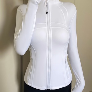 Nouvelle veste de sport <span class=keywords><strong>LULU</strong></span> à col montant Defina, coupe ajustée, séchage rapide, fermeture éclair intégrale, manches longues, couleur unie, pour femme - Product Image 4