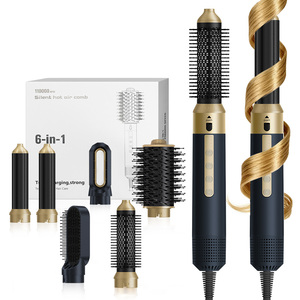 <span class=keywords><strong>Brosse</strong></span> Sèche-Cheveux 6-en-1 Interchangeable, Sèche-Cheveux Coiffant, Peigne à Air Chaud, Lisseur, Multi-Boucleur, Styler Capillaire - Product Image 3