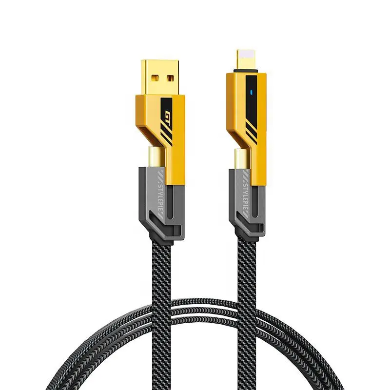 New Innovation Armor Style Luxury Quality 28AWG PD 20W 60W 4 in 1 Fast Charging USB Data Cable for Iphone for Laptop
