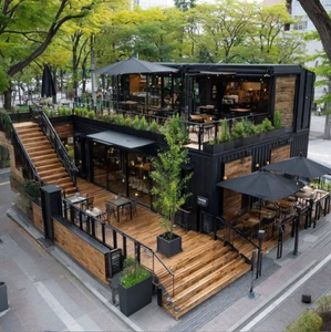 متجر متنقل بتصميم السلسلة السوداء حاصل على شهادة CE، حاوية شحن 40 قدمًا، مقهى مخصص، مطبخ مسبق الصنع، كشك طعام نمطي، مبنى فولاذي - Product Image 5