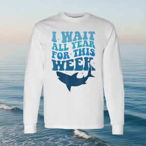 Camiseta de manga larga Shark Lover Ocean Wildlife Espero todo el año por esta semana - Product Image 3