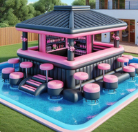Bar à eau gonflable personnalisé pour adultes, tente de pub gonflable avec piscine pour fête dans la cour, bar de piscine gonflable