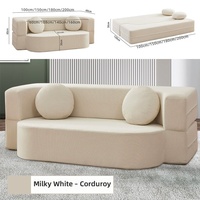 Canapé-lit modulaire multifonction en velours côtelé, mousse haute densité compressée, idéal pour appartement et chambre à coucher - Vente en gros