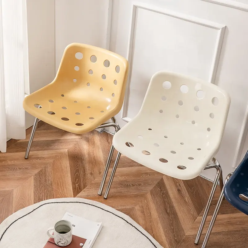 AIRFFY OEM/ODM, venta al por mayor, diseño moderno, silla de comedor de plástico sólido, silla sin brazos con marco metálico, silla de comedor Nórdica