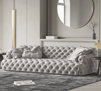 Canapé Chesterfield 3 places en velours capitonné pour salon, villa, maison, hôtel