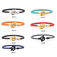 Bracelet en cuir tressé véritable 4 mm pour homme et femme, avec fermoir en acier inoxydable, bracelets personnalisés