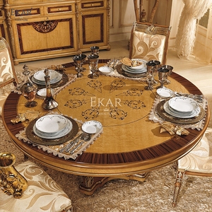 New Design Baroque-<strong>Style</strong> Solid Wood Round Dining <strong>Table</strong> <strong>Set</strong> - Luxurious Cocktail &amp; Dining Room <strong>Sets</strong> - Product Image 3