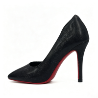 Chaussures de danse latine classiques en cuir noir brillant, talons rouges premium, doublure en coton doux, bout pointu, coupe basse pour femmes