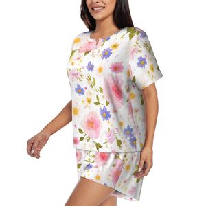 Conjuntos de pijama de manga corta con cuello redondo para mujer con imagen personalizada - Product Image 2