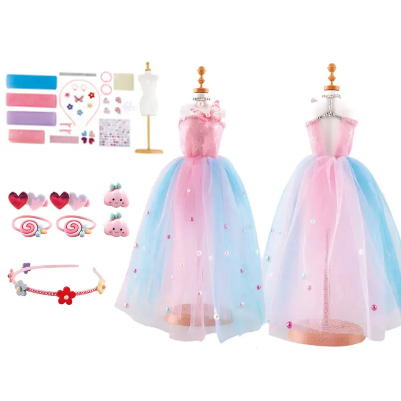 Set Perhiasan Pakaian Barbie Kerajinan Tangan Edukasi Rok Rias DIY DIY Rok Rakitan untuk Anak Perempuan