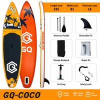 Planche de paddle gonflable personnalisée OEM 335x81x15cm GQ-COCO avec pagaie, pompe, sac à dos et leash
