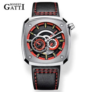 Montre automatique pour homme allemande BG6601-B, luxe, squelette, étanche, cadran carré, cadeau pour petit ami - Product Image 1