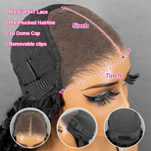 Perruques <span class=keywords><strong>ISEE</strong></span> Raw <span class=keywords><strong>Hair</strong></span> 7x5 Lace Wear and Go Ondulation d'Eau 100% Cheveux Humains Pré-Coupées Pré-Épilées Prêtes à Porter Sans Colle pour Femmes - Product Image 6
