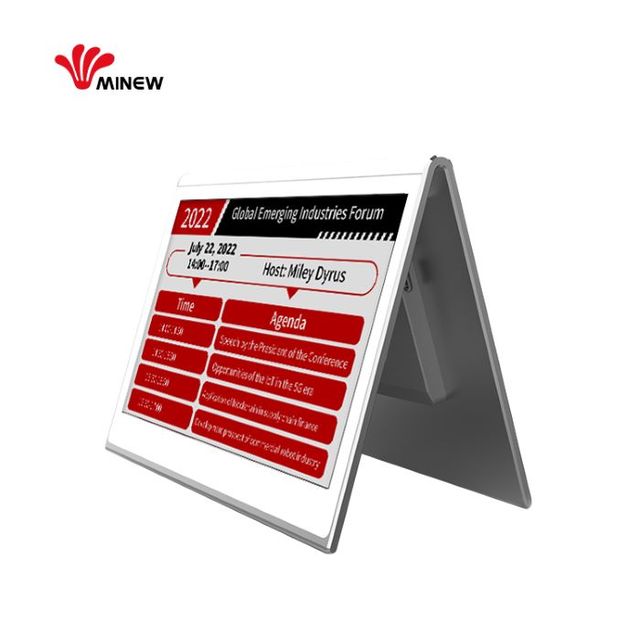 Minew Recyclable V-shape Name Display Meeting Tag System 7.5Inch E-ink Esl Electronic Epaper Label for Conference Nameplate