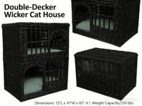 Tour pour chat en osier rectangulaire moderne et élégante à double étage pour un confort félin ultime, maison pour chat à plusieurs niveaux, confortable