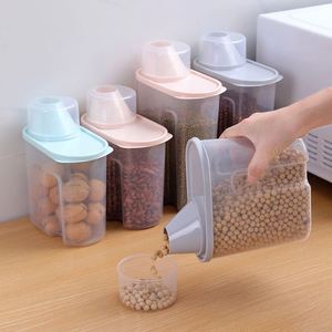 Kitchen Sealed Grain Containers With Measuring Cup Dust Moisture Proof Dry Food <b>Storage</b> <b>Boxes</b> for Pantry Use - Product Image 1