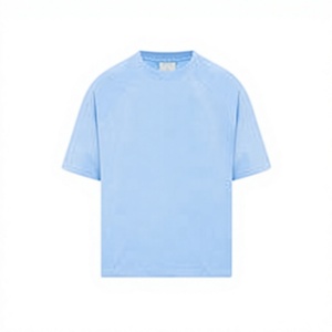mens light blue baby blue <b>plain</b> solid blank raglan sleeve relaxed fit short sleeve <b>tshirt</b> crewneck basic tee top - Product Image 1