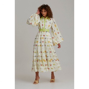 Vestido Largo Vintage de Alta Calidad al por Mayor con Estampado Floral Fresco y Fragmentado - Product Image 2