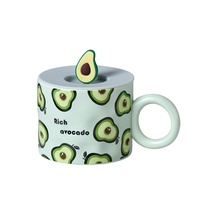 Tasse à thé de bureau en porcelaine avec logo personnalisé, motif de fruits mignons, résistante au lave-vaisselle et au micro-ondes