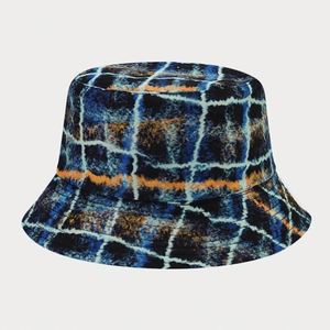 Wholesale Unisex Plaid Graffiti Mesh <b>Reversible</b> Sunshade Fisherman's <b>Hat</b> Sun <b>Bucket</b> <b>Hats</b> - Product Image 6