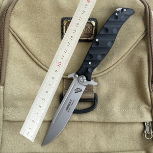 D2 coltello di sopravvivenza pieghevole all'aperto G10 manico in acciaio inox titanio lama di plastica industriale caccia campeggio grado per fai da te - Product Image 2