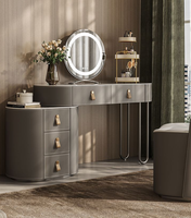 Coiffeuse professionnelle moderne en bois massif blanc avec miroir et 3 modes d'éclairage, pour chambre, appartement, hôtel