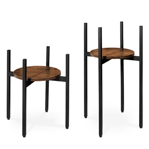 Support de plantes de style mid-century avec plateau <span class=keywords><strong>en</strong></span> <span class=keywords><strong>bois</strong></span> et support <span class=keywords><strong>en</strong></span> métal pour pot de fleurs, idéal pour l'intérieur, la maison, le patio et la présentation - Product Image 1