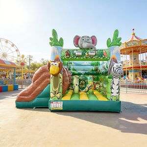 Château gonflable avec toboggan, acheter une structure de saut gonflable en ligne, grand château gonflable extérieur avec toboggan pour enfants - Product Image 1