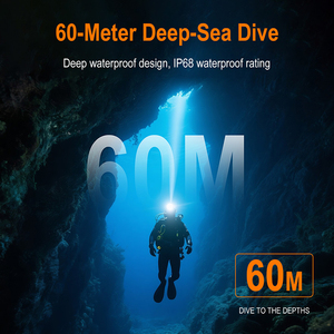 Lampe frontale <span class=keywords><strong>de</strong></span> plongée rechargeable 1400LM IP68 étanche, lampe torche LED pour la pêche <span class=keywords><strong>de</strong></span> nuit, la spéléologie et le <span class=keywords><strong>camping</strong></span>, utilisation en eau profonde jusqu'à 60M - Product Image 4