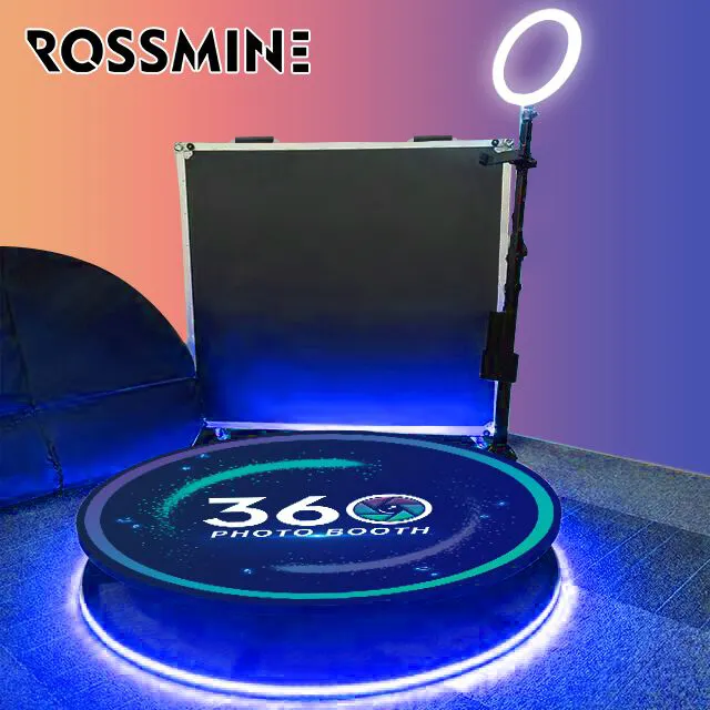 Cabine fotográfica portátil Rossmine, plataforma giratória automática para fotos, vídeo de câmera lenta, alta qualidade, 360 graus, preço