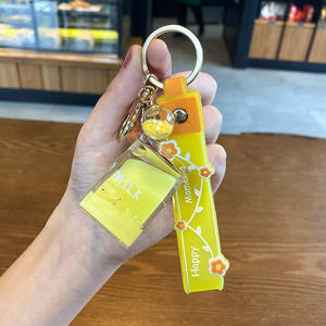 Lilangda nouveau mignon personnalisé voiture sac pendentif petit cadeau en gros acrylique coulant sable lait bouteille boucle liquide huile porte-clés - Product Image 3