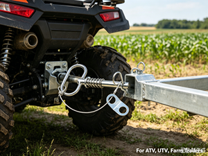 Goupille de sécurité à dégagement rapide en acier galvanisé 1/2 x 4 avec cordon à ressort et clip en R pour ATV, UTV, ferme, <span class=keywords><strong>camping</strong></span>-<span class=keywords><strong>car</strong></span>, bateau, <span class=keywords><strong>remorque</strong></span>, remorquage - Product Image 6