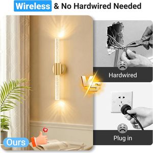 Modern Gold Lamps Home Decor Luxury Rechargeable Magnetic <strong>Wall</strong> Sconces Remote Touch Control 3CCT <strong>Dimmable</strong> Crystal <strong>Wall</strong> <strong>Lights</strong> - Product Image 2