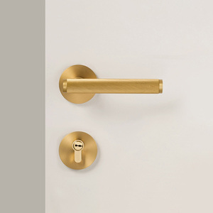 Dooroom Juego de Cerradura de <span class=keywords><strong>Puerta</strong></span> Moderna Minimalista de Latón Roscado para Interiores, Dormitorio, Baño, <span class=keywords><strong>Puerta</strong></span> de Madera, Manija Ficticia - Product Image 4