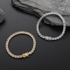 Zirconium Square Tennis <b>Bracelet</b>, <b>Copper</b> Micro-inlaid Zircon Single-row Chain Hip-hop Couple <b>Bracelet</b>. Tanjing Fashion - Product Image 2