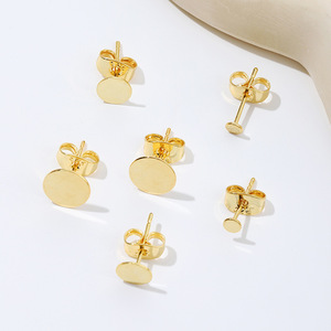 Postes para pendientes chapados en oro de 18 quilates, redondos y planos, aguja de plata de ley 925, accesorios para la fabricación de pendientes A21F - Product Image 2