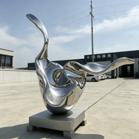 Sculpture Moderne en Acier Inoxydable Anneau Torsadé, Surface Miroir, Grande Statue d'Art Métallique d'Extérieur, Ornement Paysager Personnalisé