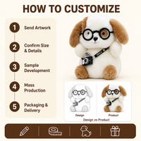 Peluche chiot photographe Kawaii avec lunettes, jouet en peluche doux, cadeau pour enfant