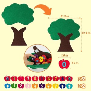 Jouet éducatif Montessori en feutre avec chiffres et lettres, motif pomme/coquillage, détachable, <span class=keywords><strong>interactif</strong></span>, avec attaches auto-agrippantes. - Product Image 5