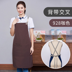 Delantal cruzado negro de poliéster talla única, uniforme de trabajo para cafetería, pastelería, frutería - Product Image 4