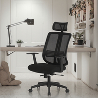 Chaise de bureau en maille respirante avec base en nylon, design simple, pour salle à manger ou bureau