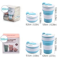Gobelet pliable en silicone écologique et créatif de 350 ml/500 ml avec couvercle pour les voyages, les activités de plein air et les usages professionnels