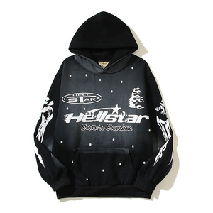 [Hell Series] Sweat à capuche décontracté en coton pour couples, style streetwear, effet délavé et vieilli, imprimé crâne, collection Autumn Fog - Product Image 3