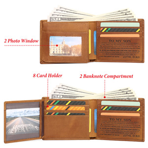 Genuine Leather Mens <strong>Wallet</strong> RFID Personalized Card Holder <strong>Wallets</strong> for Son Grandson Trifold High Quality Money Bags Perfect Gift - Product Image 2