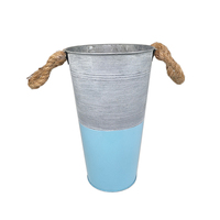 Seau français de ferme en métal Vases galvanisés rustiques Jardinières Conteneur de fleurs de style vintage Pot en étain pour séchage